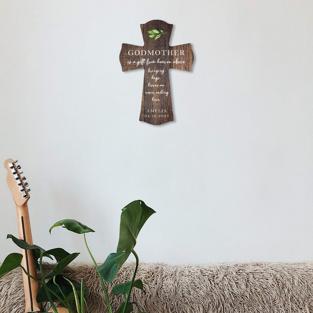 Personalized Wooden Wall Cross for Godmother - LifeSong Milestones