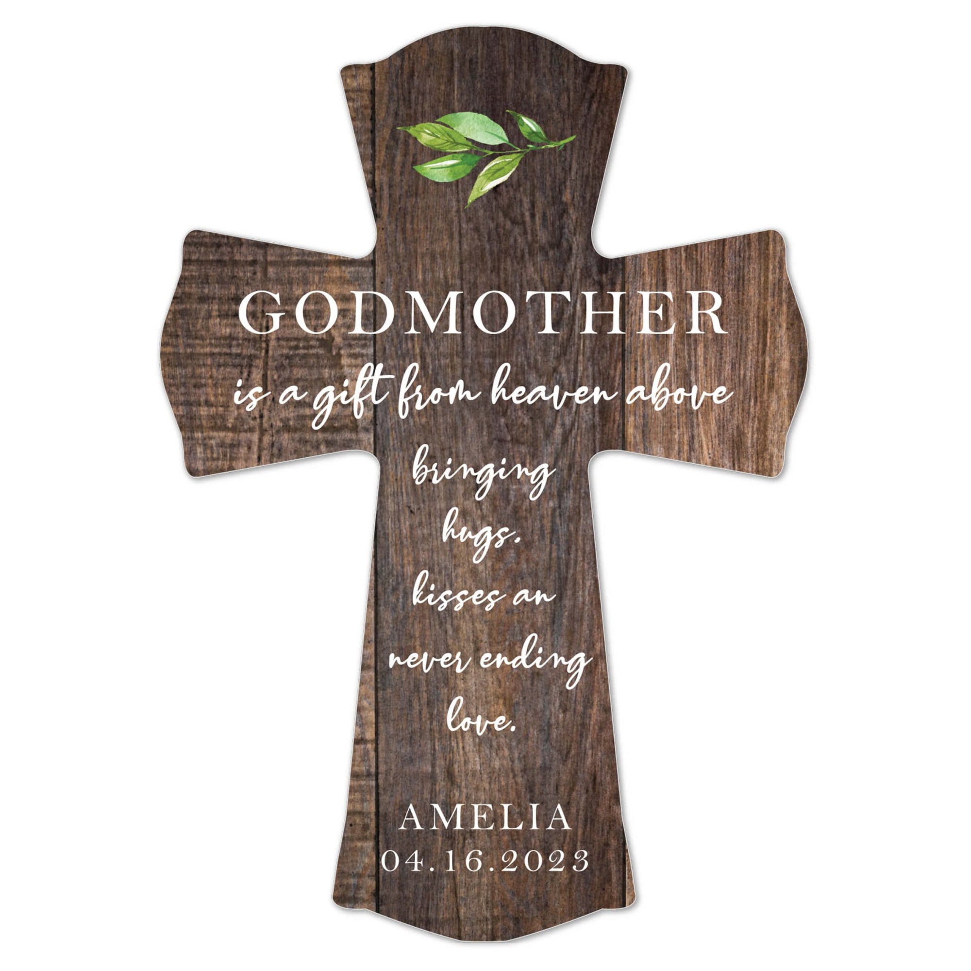 Personalized Wooden Wall Cross for Godmother - LifeSong Milestones