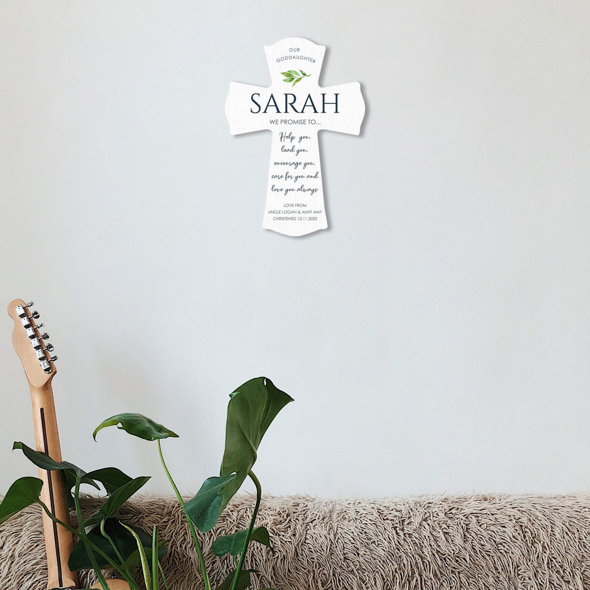 Personalized Wooden Wall Cross for Godparents - LifeSong Milestones
