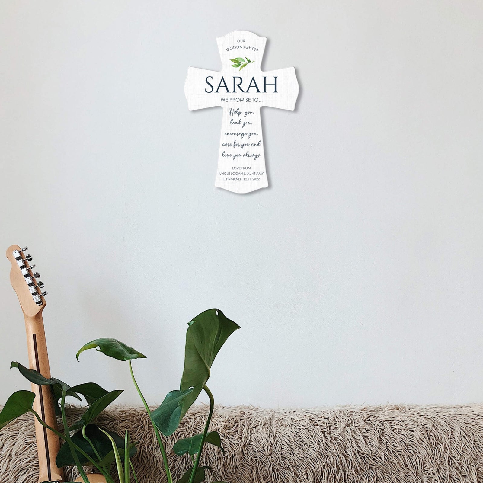 Personalized Wooden Wall Cross for Godparents - LifeSong Milestones