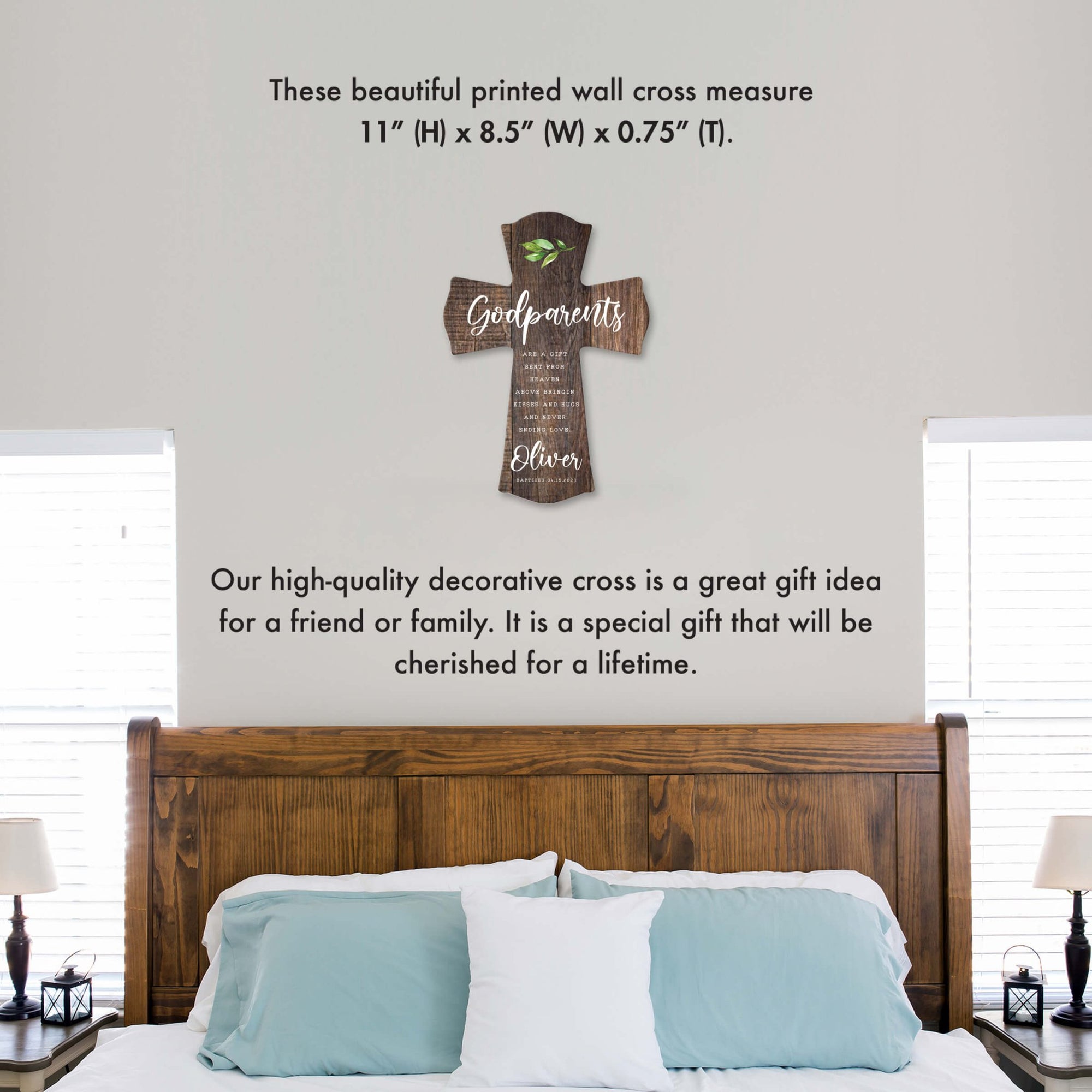 Personalized Wooden Wall Cross for Godparents - LifeSong Milestones