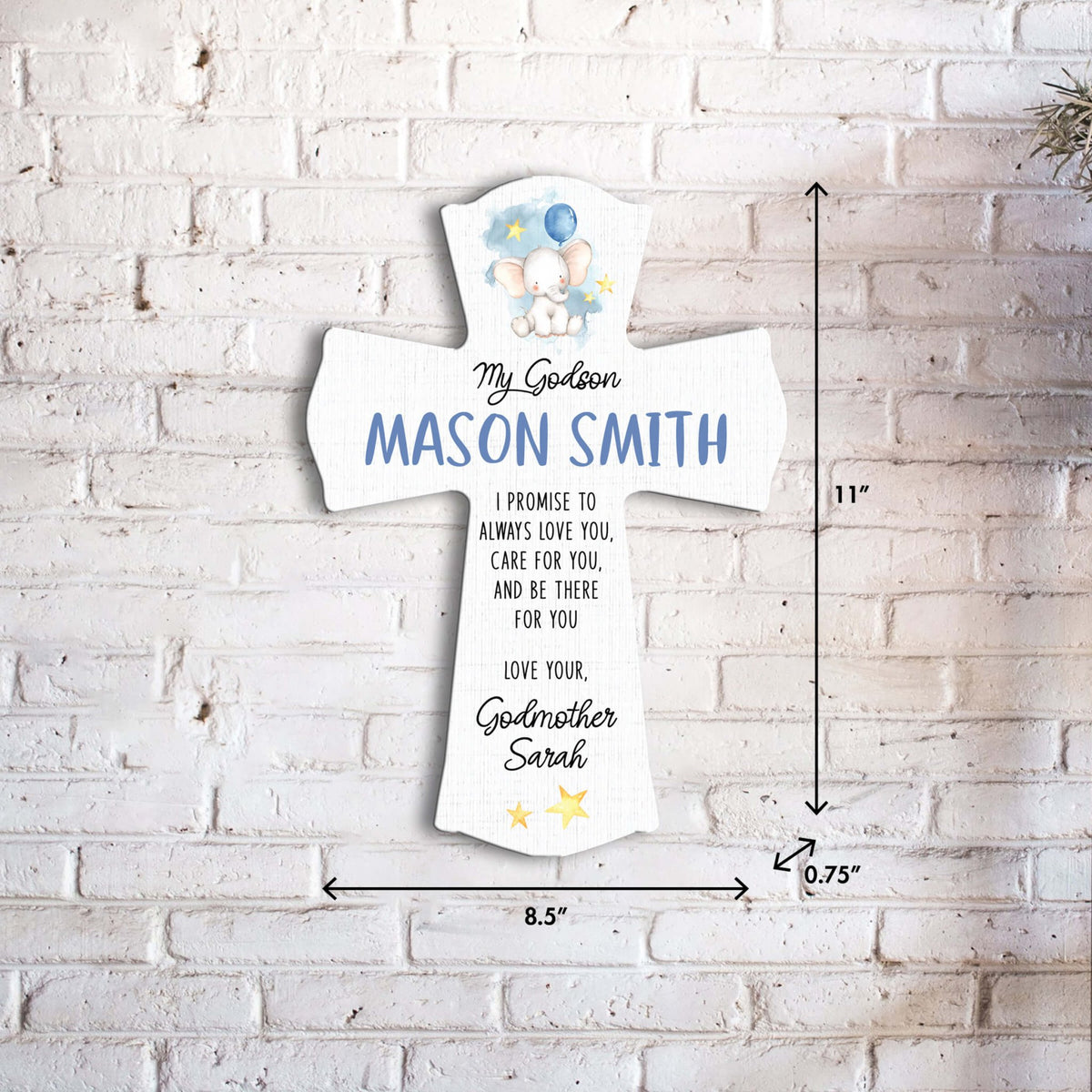 Personalized Wooden Wall Cross for Godson - LifeSong Milestones