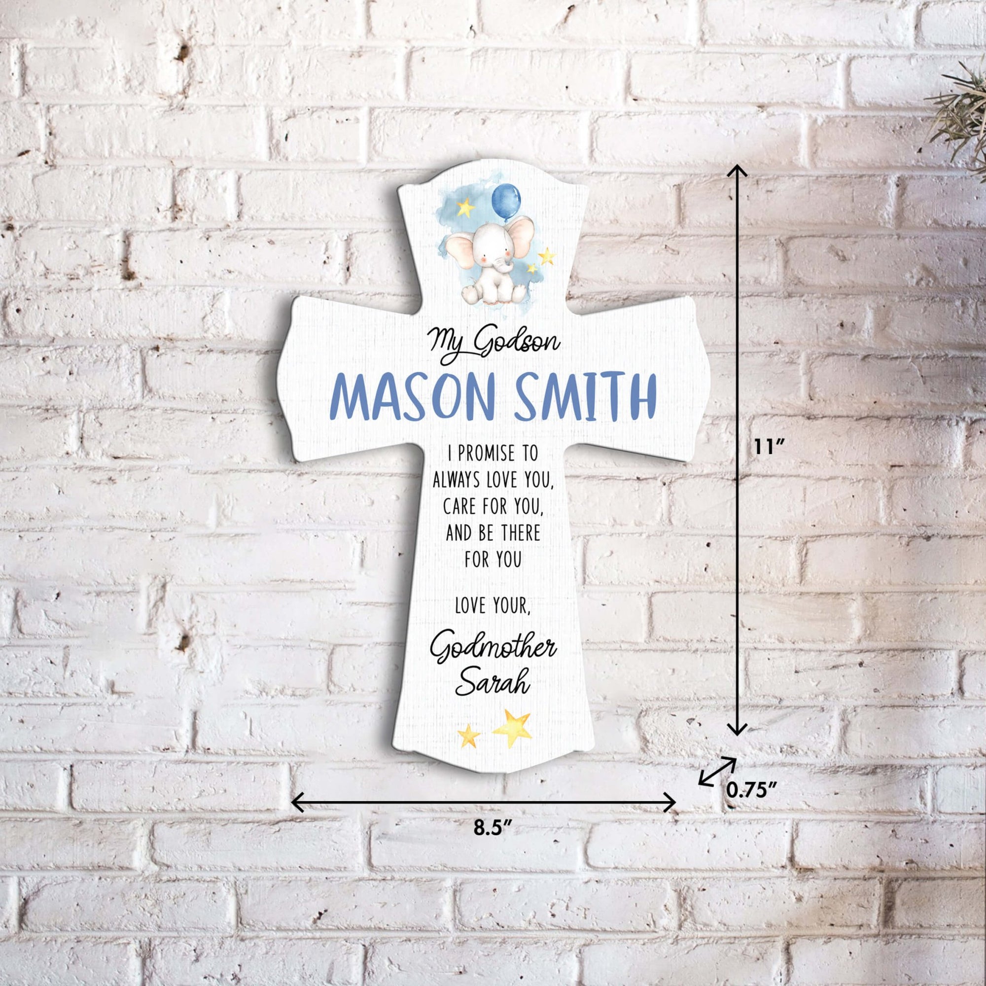 Personalized Wooden Wall Cross for Godson - LifeSong Milestones