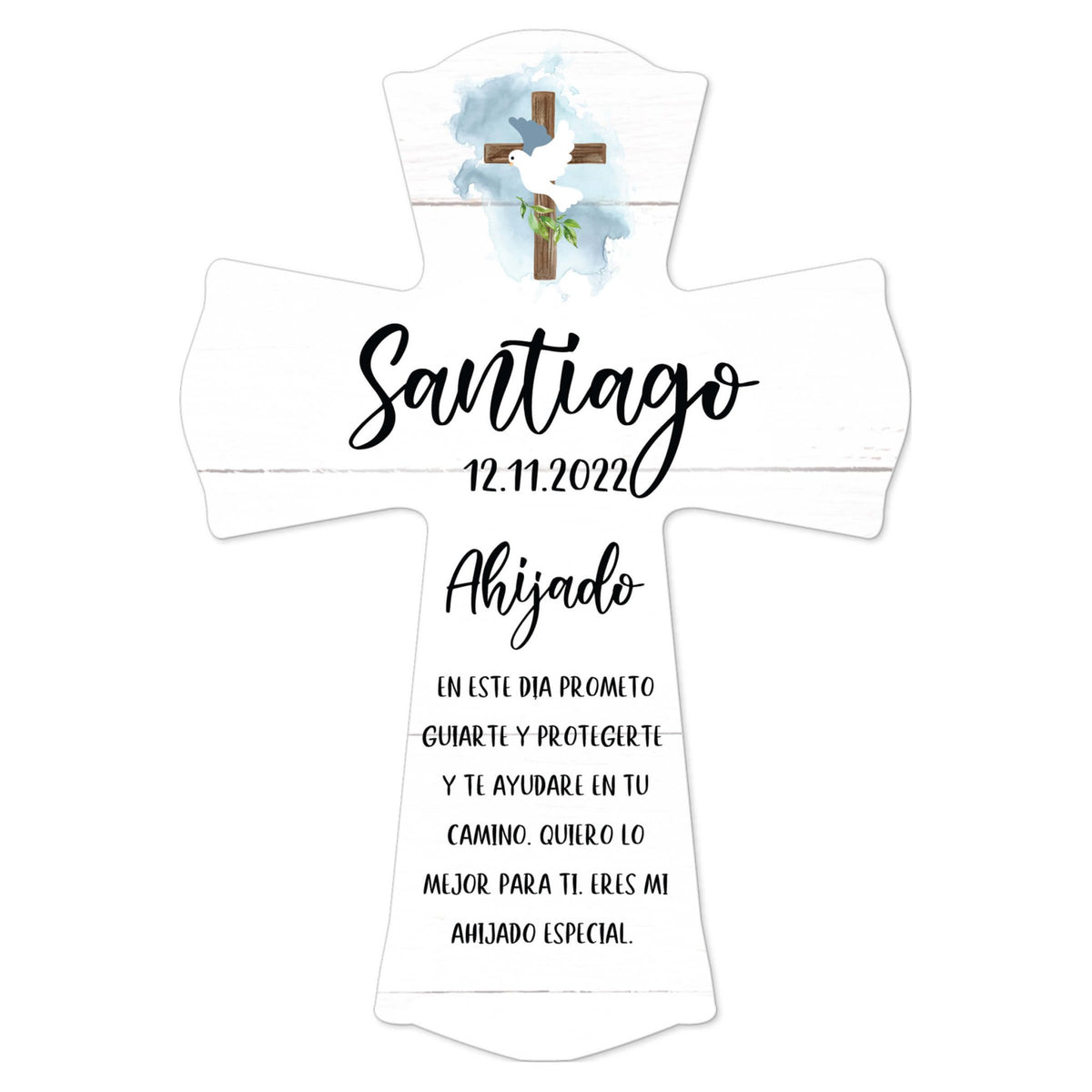 Personalized Wooden Wall Cross for Godson - LifeSong Milestones