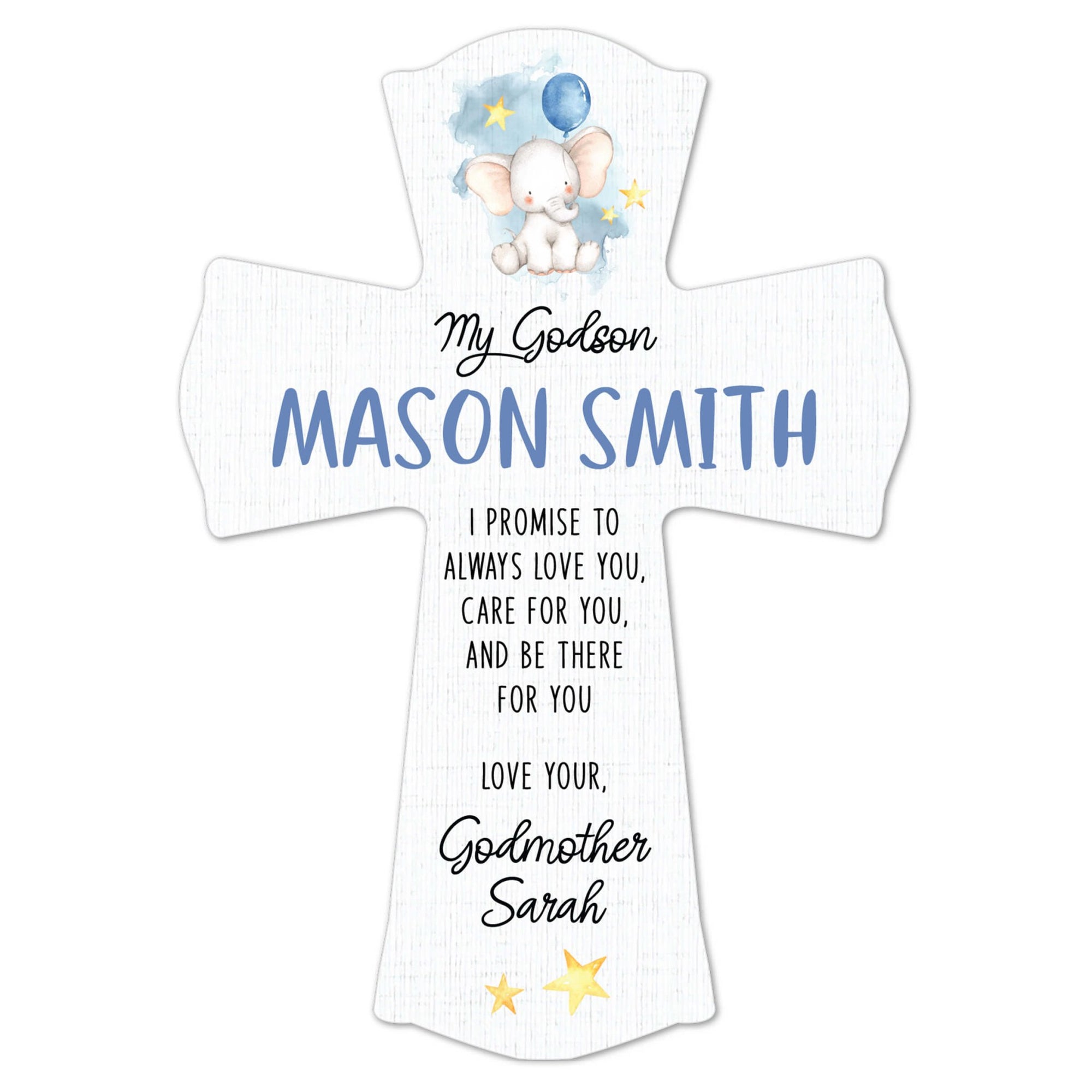 Personalized Wooden Wall Cross for Godson - LifeSong Milestones
