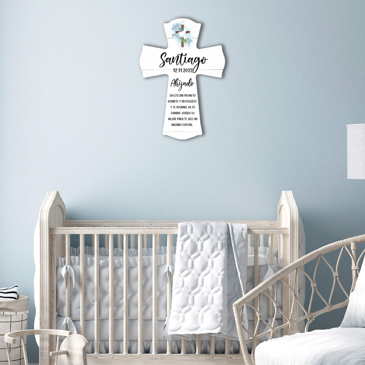 Personalized Wooden Wall Cross for Godson - LifeSong Milestones