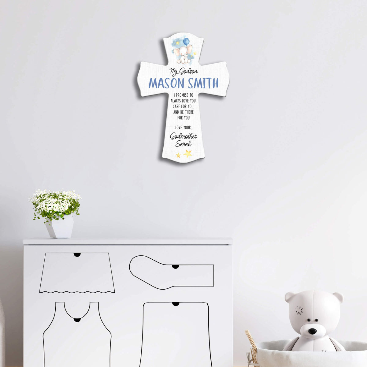 Personalized Wooden Wall Cross for Godson - LifeSong Milestones