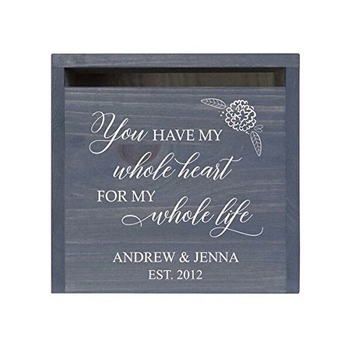Personalized You Have My Whole Heart Wedding Card Box - Front Slot - LifeSong Milestones