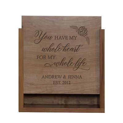 Personalized You Have My Whole Heart Wooden Wedding Card Box with Sliding Top - LifeSong Milestones