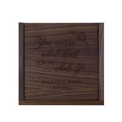 Personalized You Have My Whole Heart Wooden Wedding Card Box with Sliding Top - LifeSong Milestones