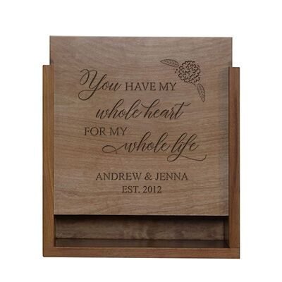 Personalized You Have My Whole Heart Wooden Wedding Card Box with Sliding Top - LifeSong Milestones
