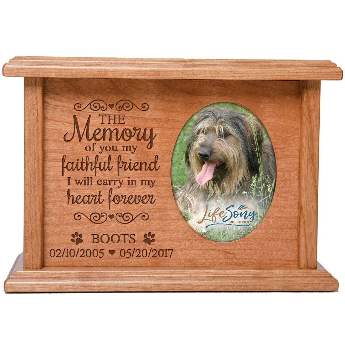 Custom Engraved Pet Memorial Photo Keepsake Urn Box