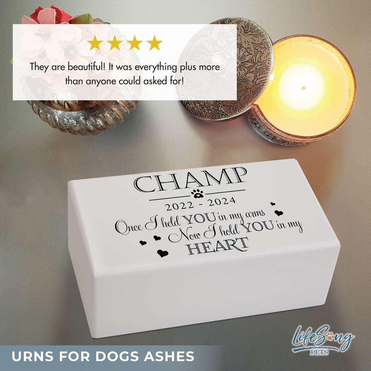 Pet Cremation Urns for Dogs and Cats Ashes – Wooden Memorial Keepsake Urn Box - Once I Held You - LifeSong Milestones