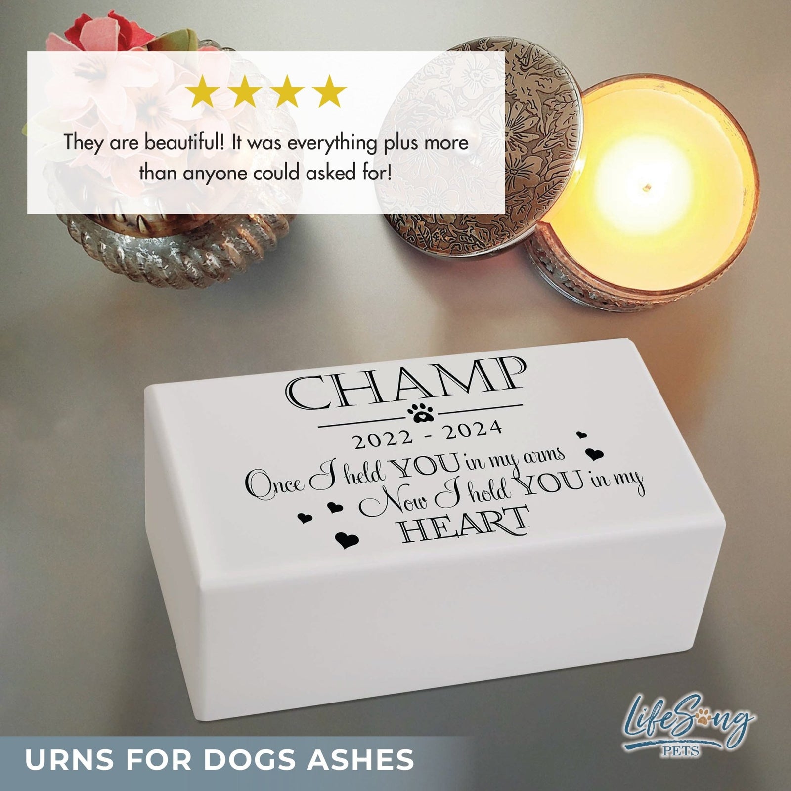 Pet Cremation Urns for Dogs and Cats Ashes – Wooden Memorial Keepsake Urn Box - Once I Held You - LifeSong Milestones