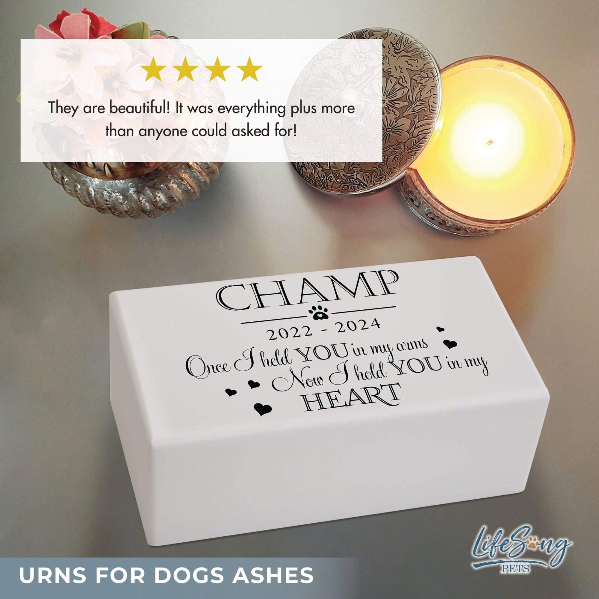 Pet Cremation Urns for Dogs and Cats Ashes – Wooden Memorial Keepsake Urn Box - Once I Held You - LifeSong Milestones