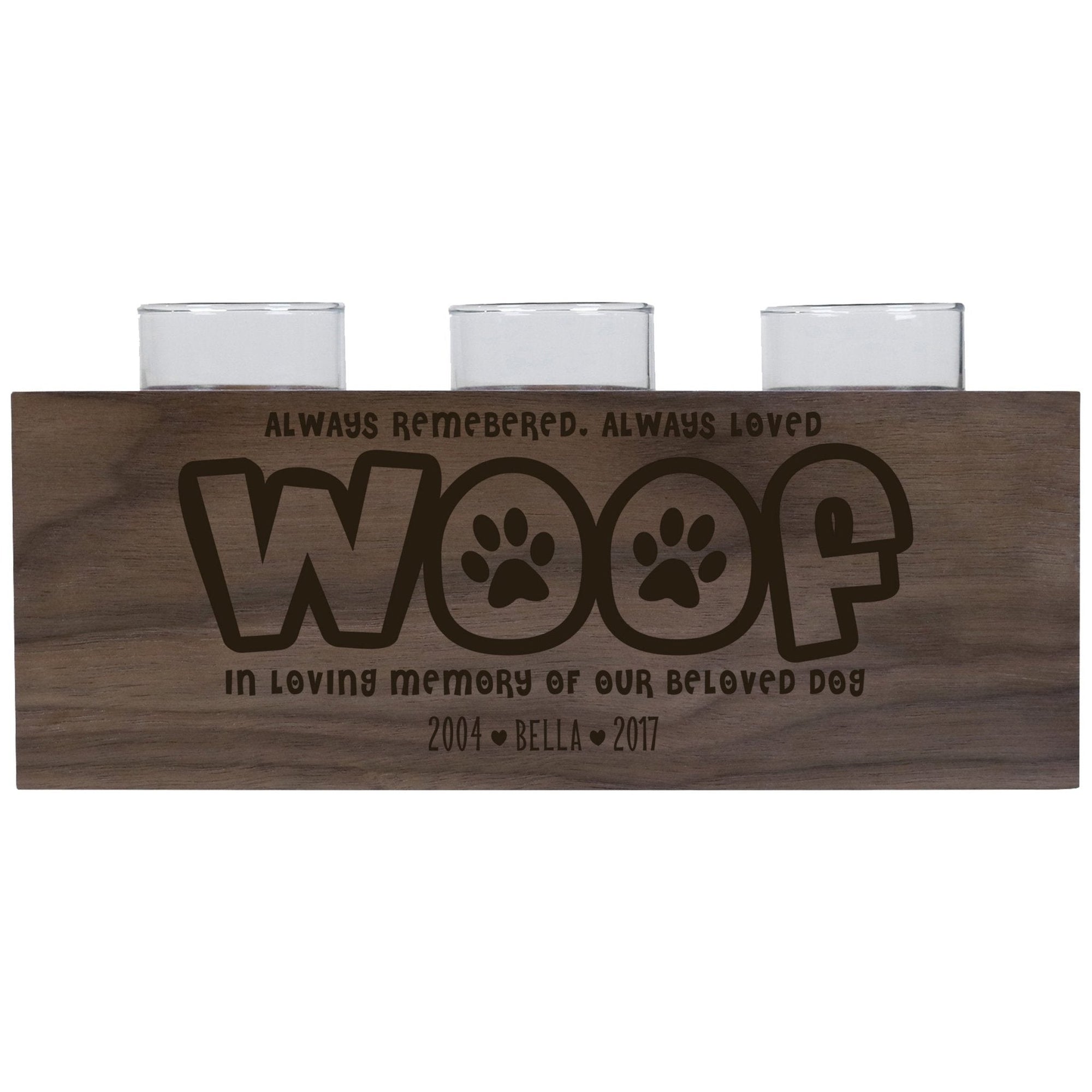 Pet Memorial 3-Hole Candle Holder - Always Remembered, Always Loved - LifeSong Milestones