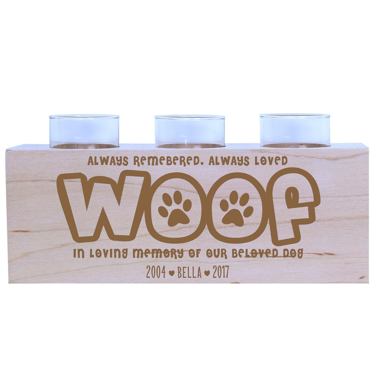 Pet Memorial 3-Hole Candle Holder - Always Remembered, Always Loved - LifeSong Milestones