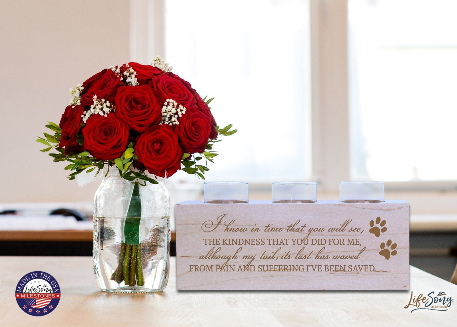 Pet Memorial 3-Hole Candle Holder - I Know In Time - LifeSong Milestones