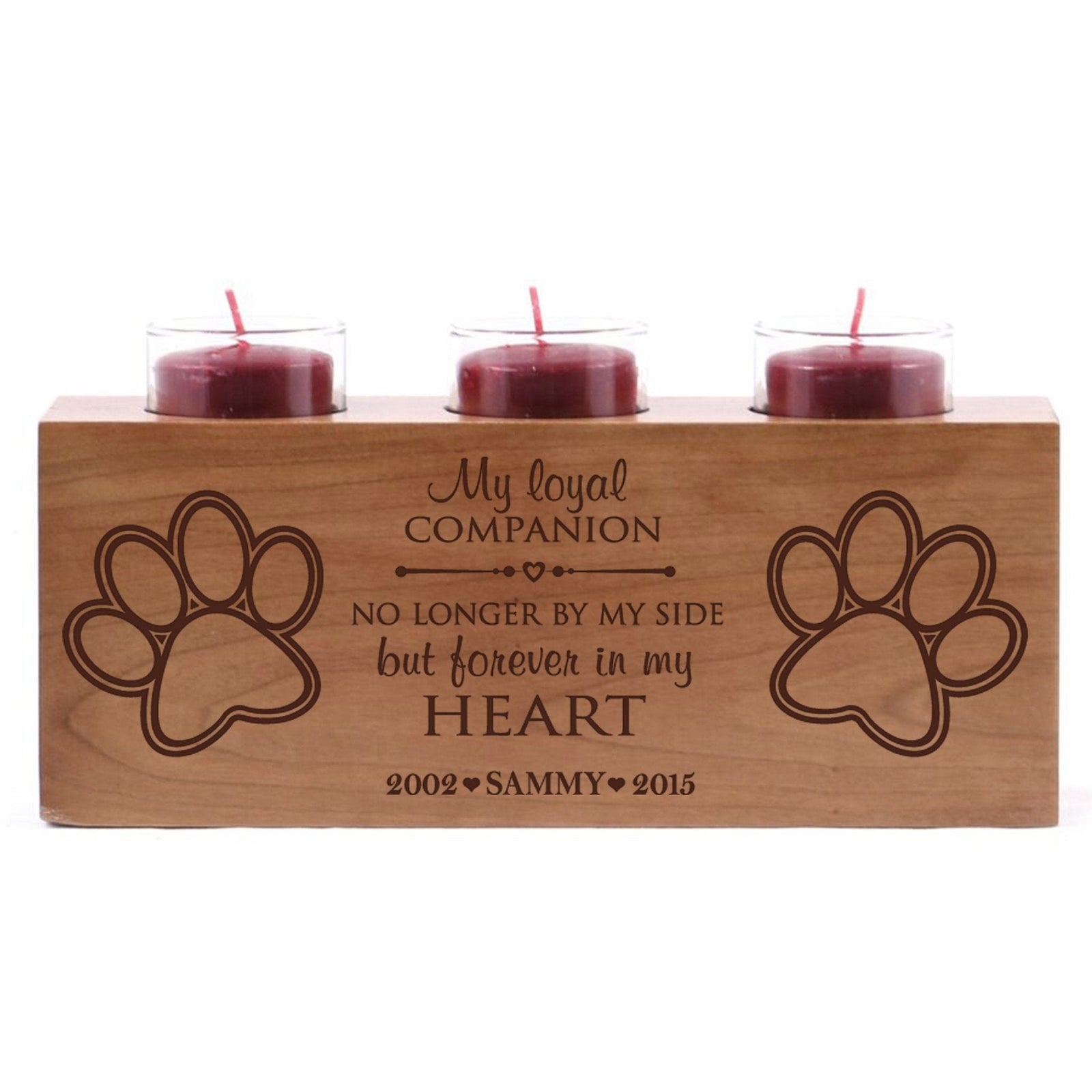 Pet Memorial 3-Hole Candle Holder - My Loyal Companion - LifeSong Milestones