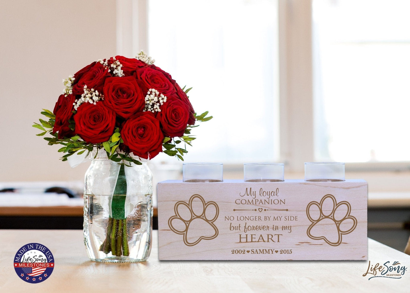 Pet Memorial 3-Hole Candle Holder - My Loyal Companion - LifeSong Milestones