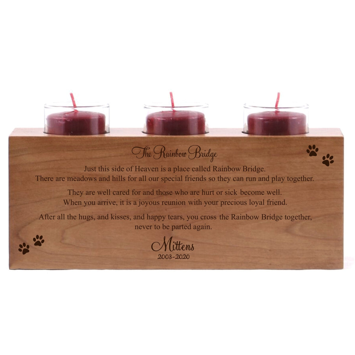 Pet Memorial 3-Hole Candle Holder - The Rainbow Bridge - LifeSong Milestones