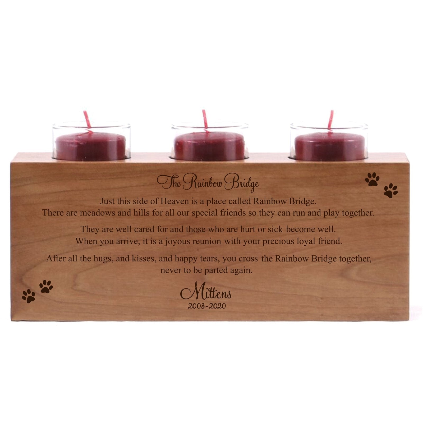 Pet Memorial 3-Hole Candle Holder - The Rainbow Bridge - LifeSong Milestones