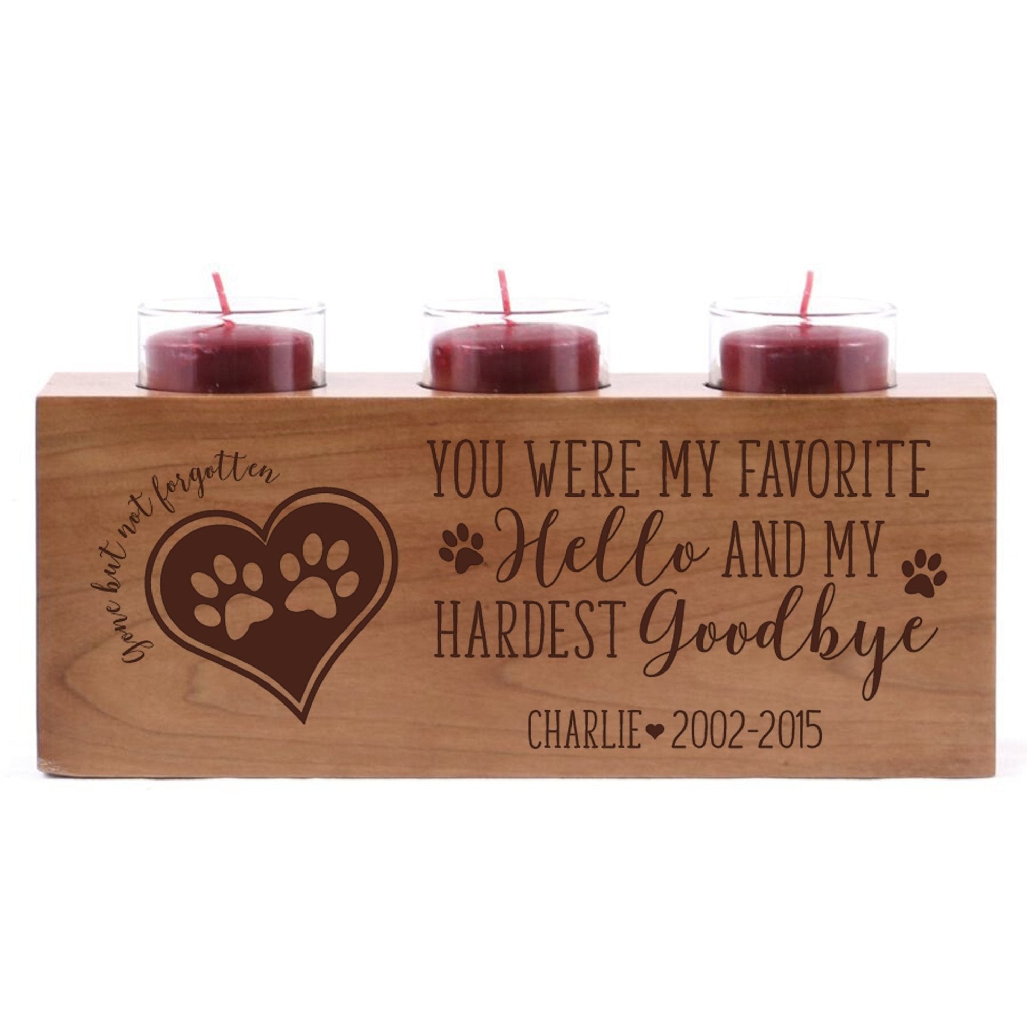 Pet Memorial 3-Hole Candle Holder - You Were My Favorite Hello - LifeSong Milestones