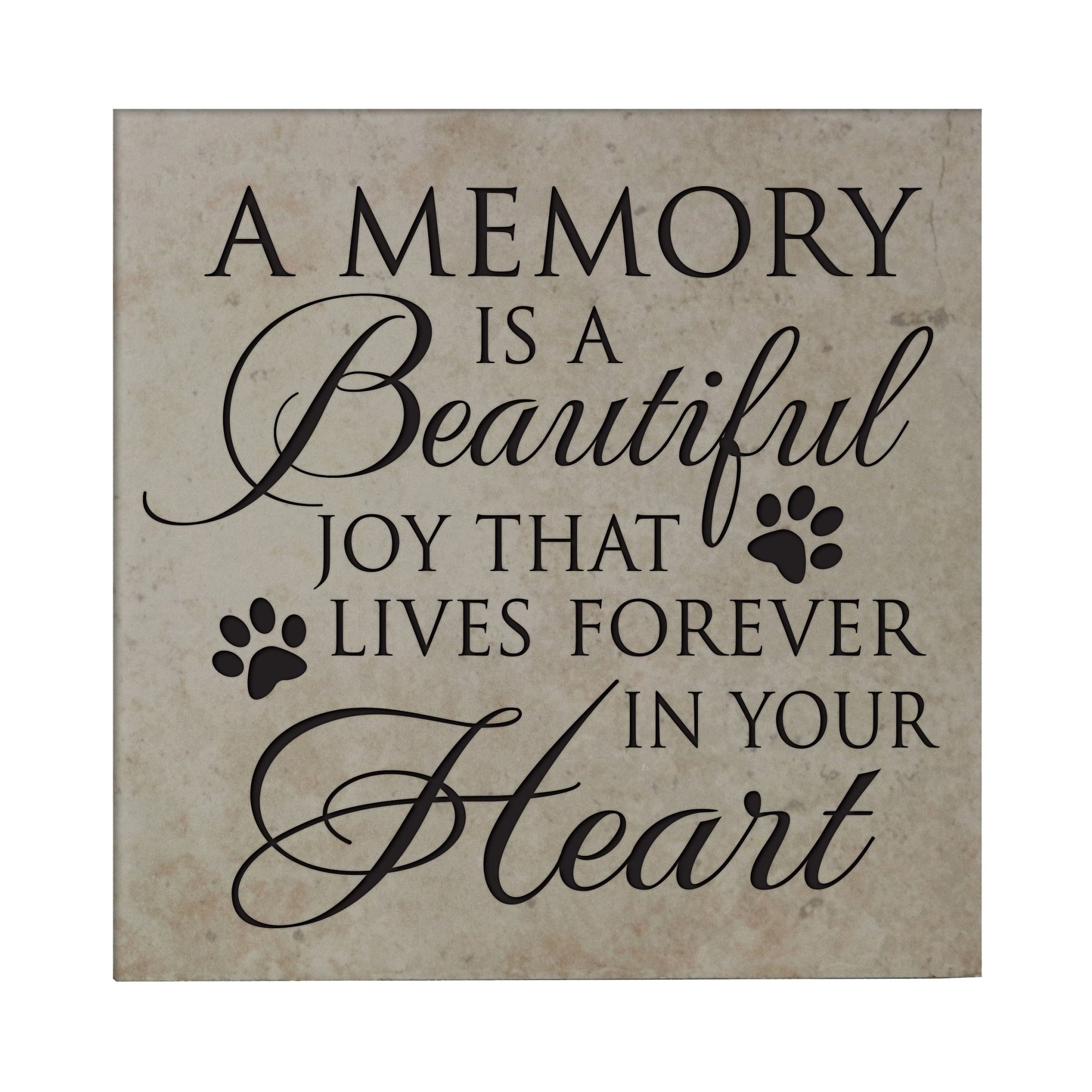 Pet Memorial Ceramic Tile Trivet - A Memory Is A Beautiful Joy - LifeSong Milestones