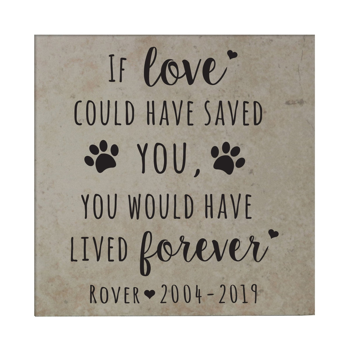 Pet Memorial Ceramic Tile Trivet - If Love Could Have Saved You - LifeSong Milestones
