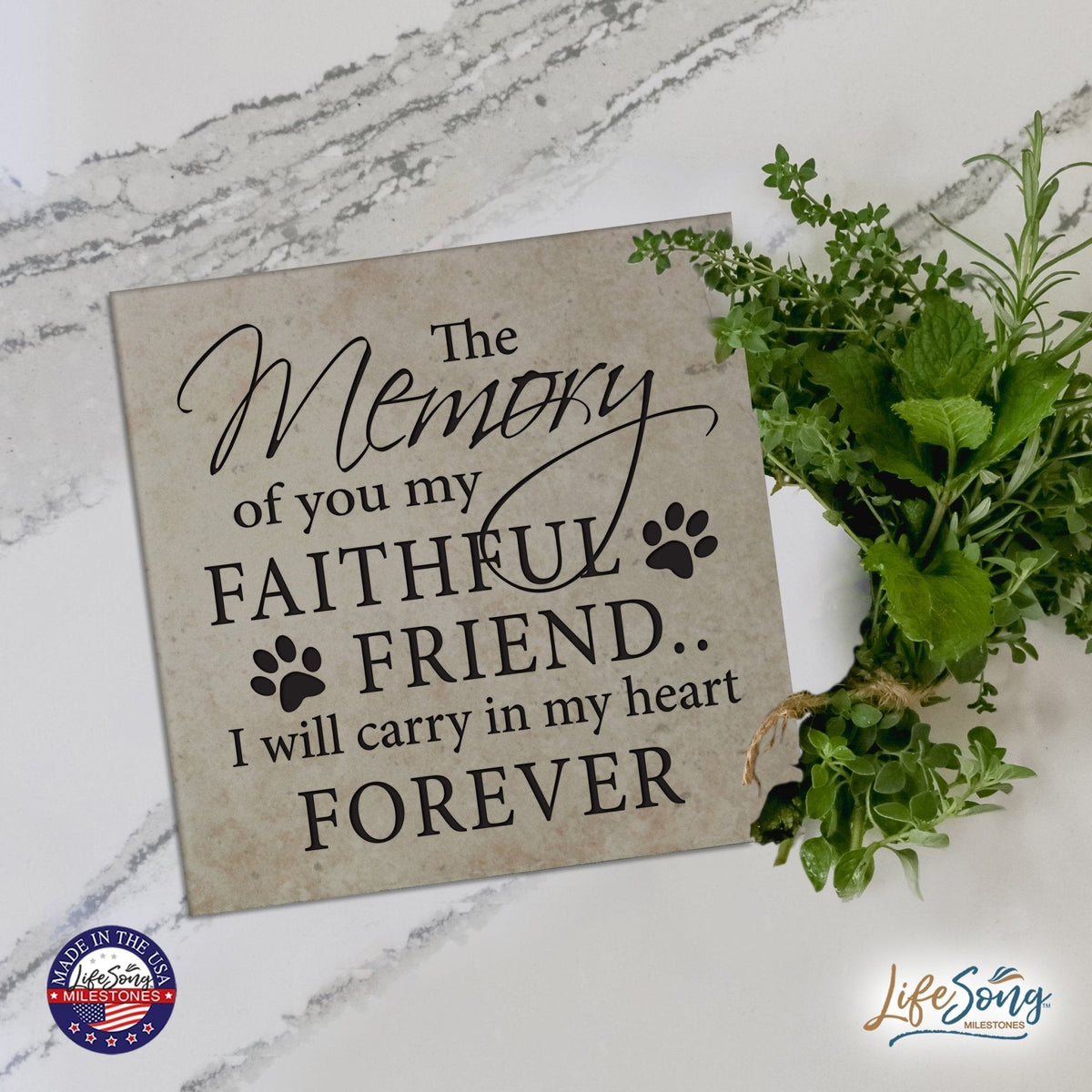 Pet Memorial Ceramic Tile Trivet - The Memory of You - LifeSong Milestones
