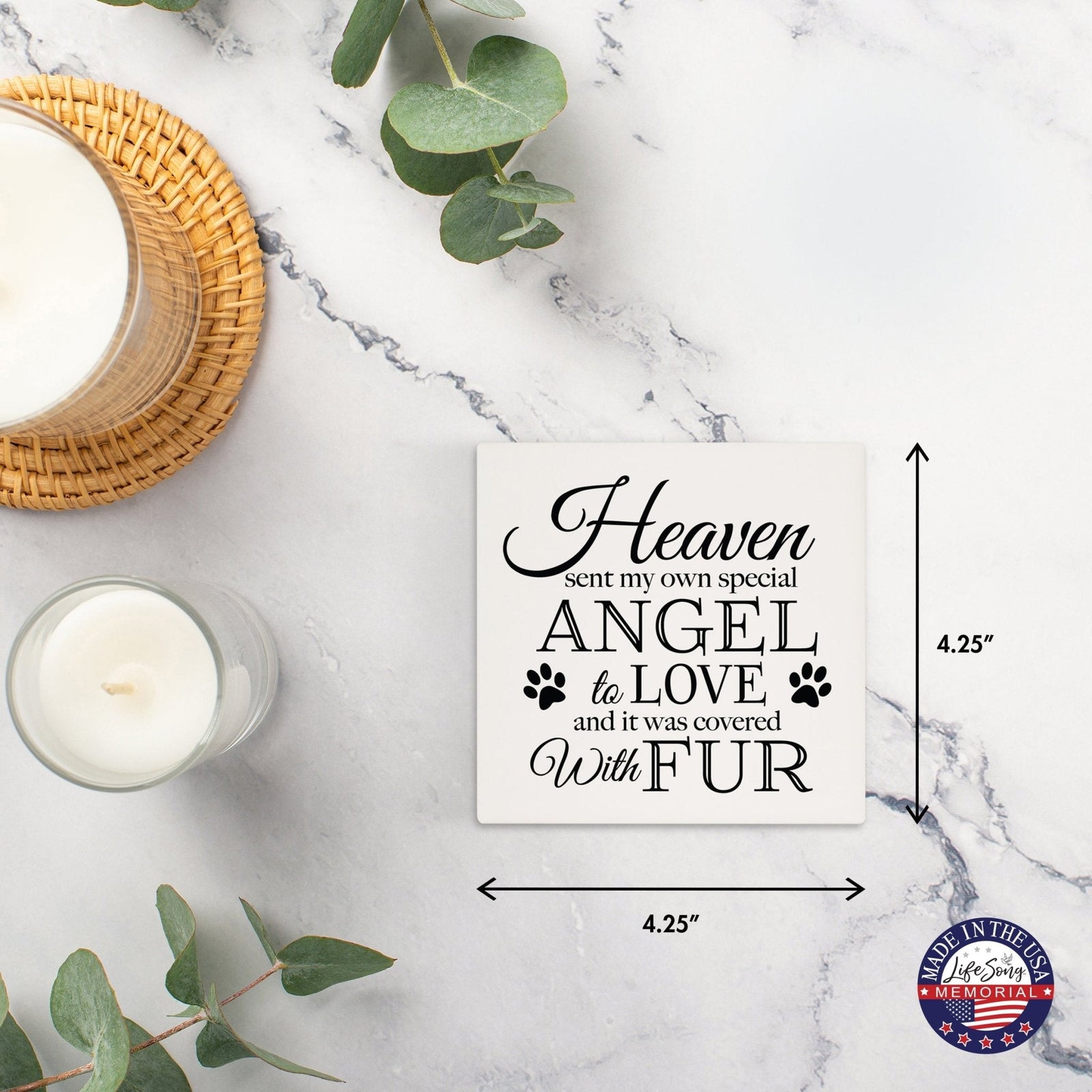 Pet Memorial Ceramic Trivet for Home Decor - Heaven Sent My Own - LifeSong Milestones