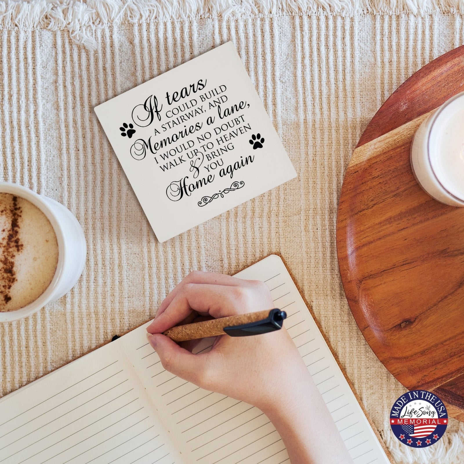 Pet Memorial Ceramic Trivet for Home Decor - Heaven Sent My Own - LifeSong Milestones