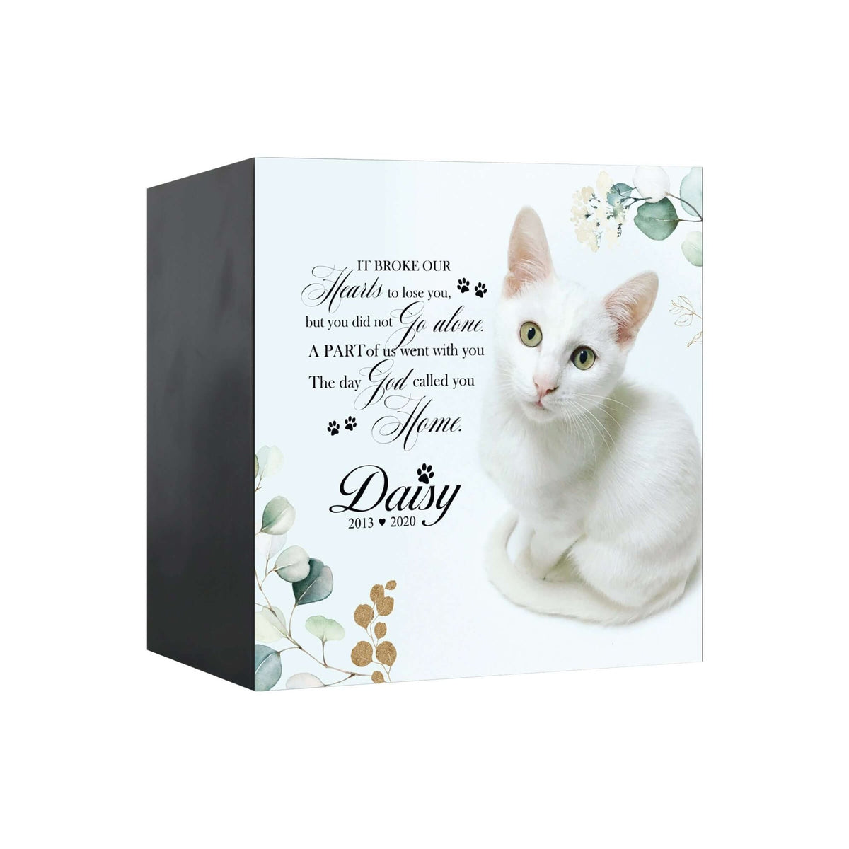 Pet Memorial Custom Photo Shadow Box Cremation Urn - It Broke Our Hearts To Lose You - LifeSong Milestones
