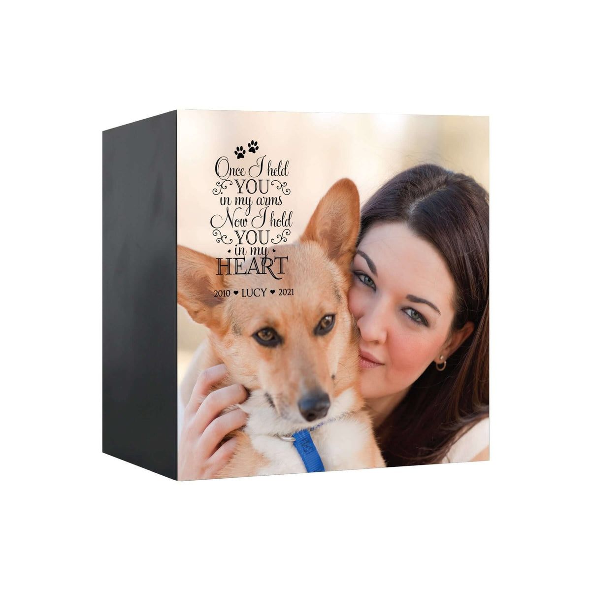Pet Memorial Custom Photo Shadow Box Cremation Urn - Once I Held You In My Arms - LifeSong Milestones