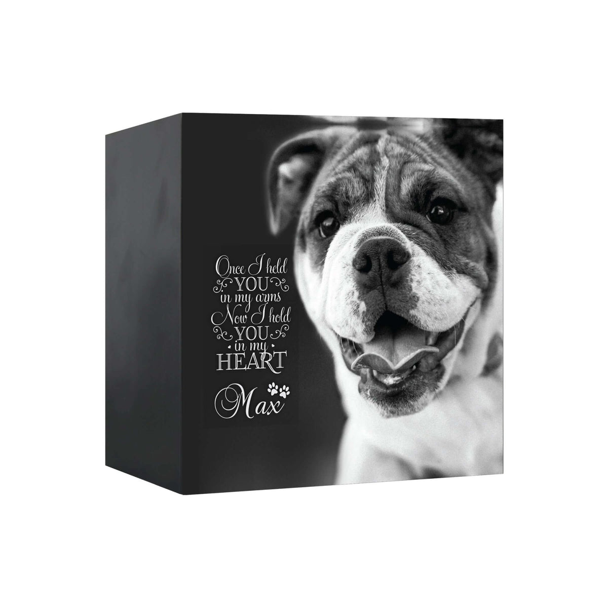 Pet Memorial Custom Photo Shadow Box Cremation Urn - Once I Held You In My Arms - LifeSong Milestones