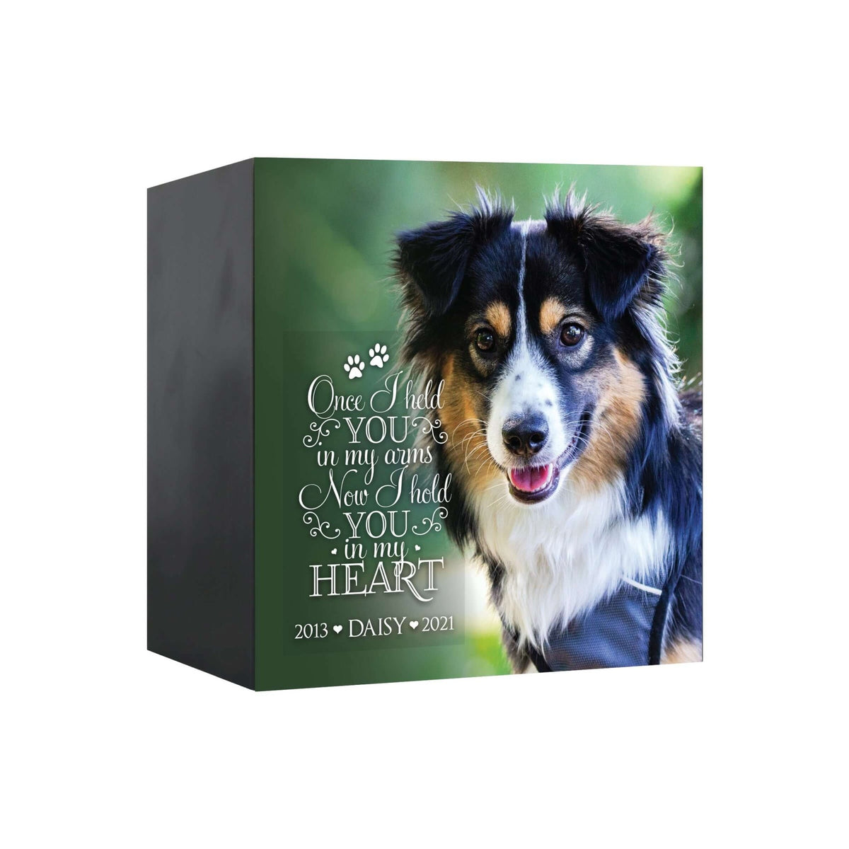 Pet Memorial Custom Photo Shadow Box Cremation Urn - Once I Held You In My Arms - LifeSong Milestones