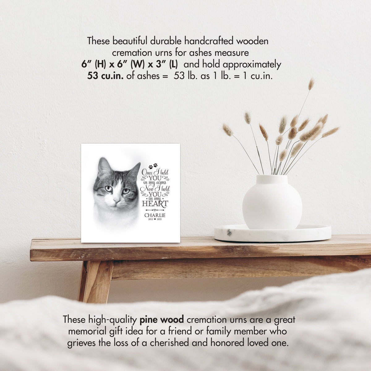 Pet Memorial Custom Photo Shadow Box Cremation Urn - Once I Held You In My Arms - LifeSong Milestones