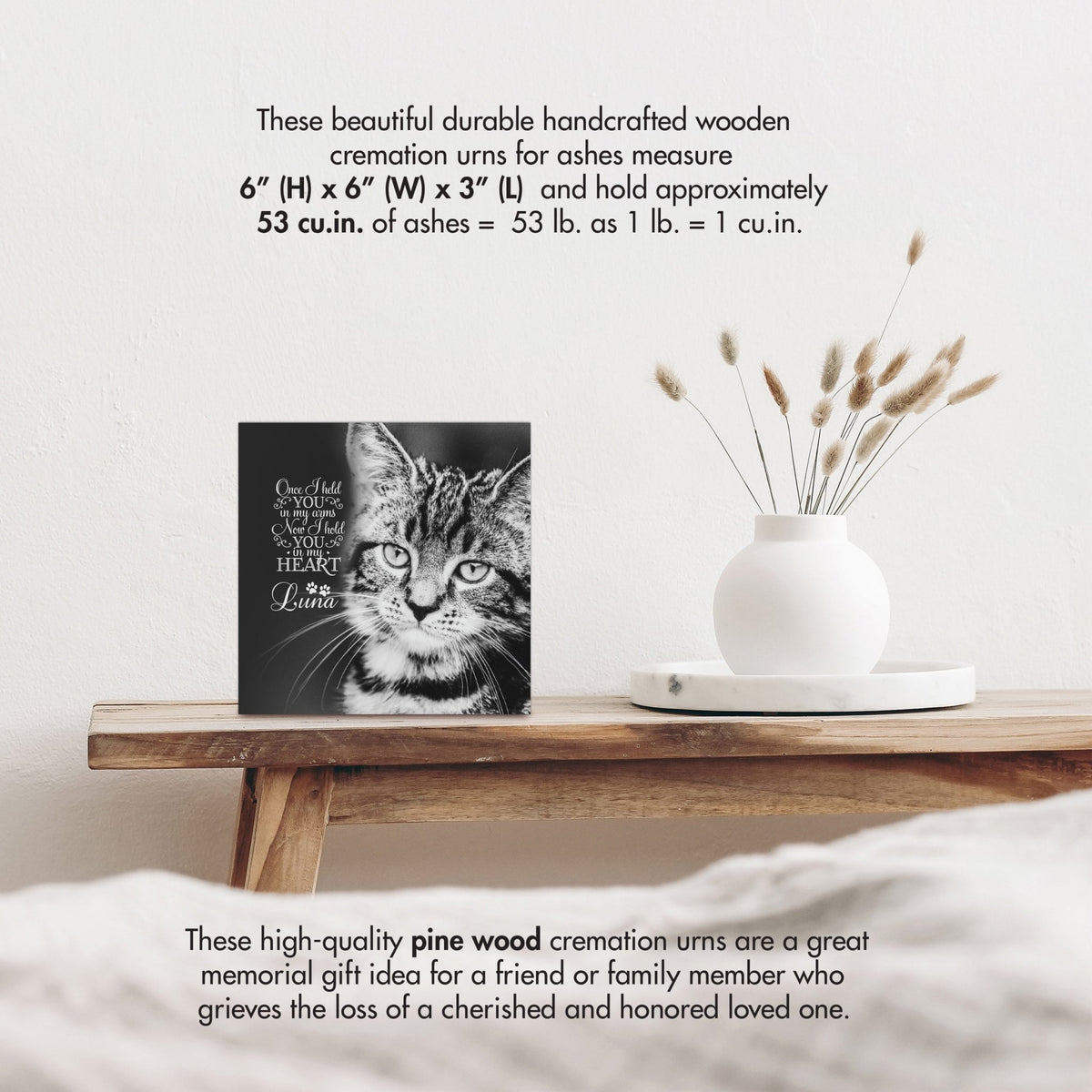 Pet Memorial Custom Photo Shadow Box Cremation Urn - Once I Held You In My Arms - LifeSong Milestones