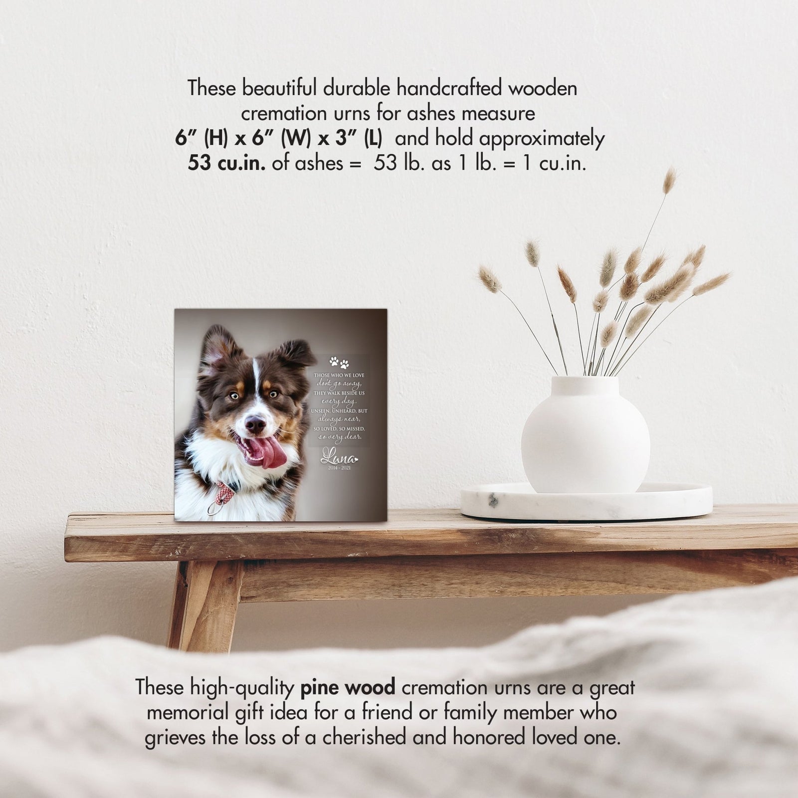 Pet Memorial Custom Photo Shadow Box Cremation Urn - Those Who We Love Don't Go Away - LifeSong Milestones