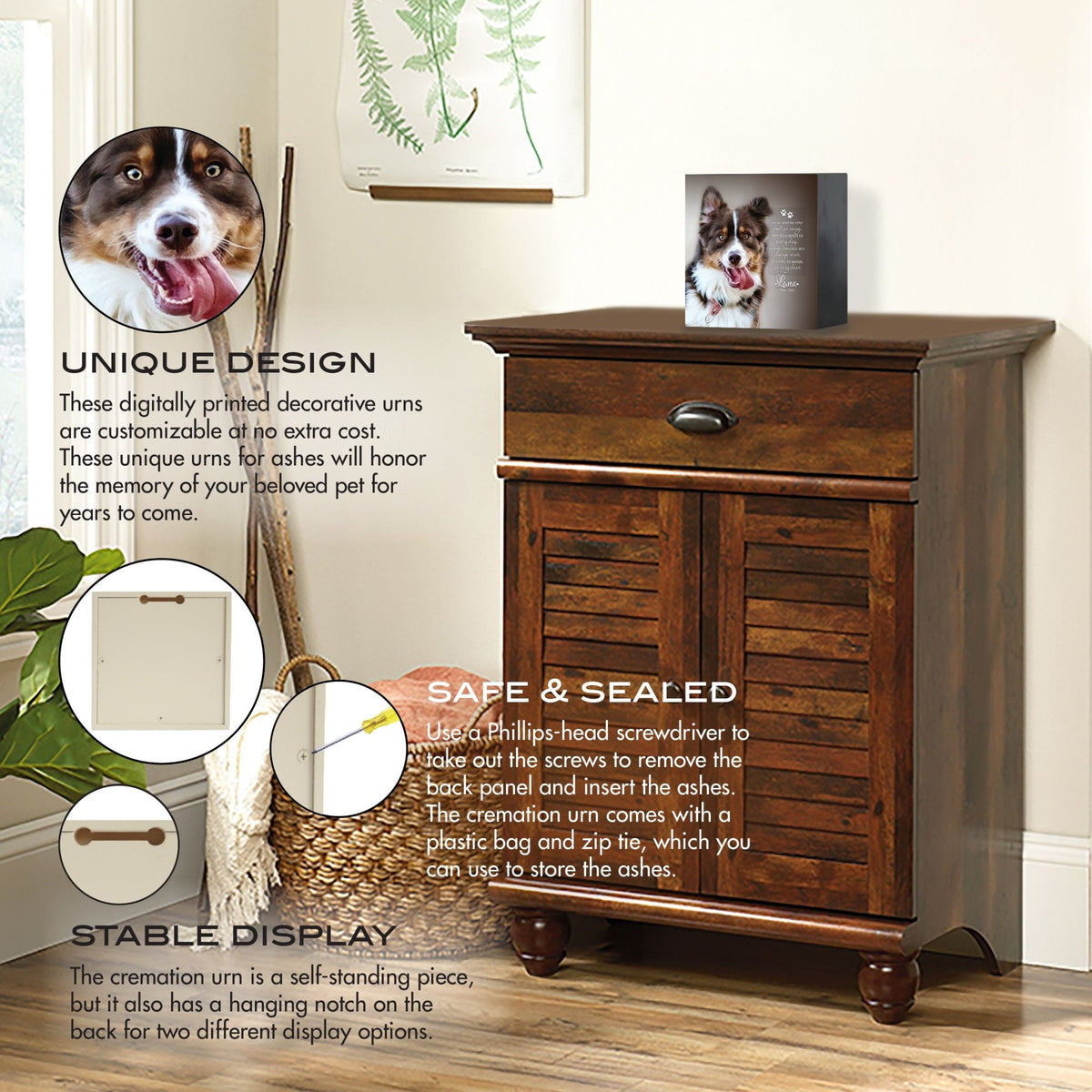 Pet Memorial Custom Photo Shadow Box Cremation Urn - Those Who We Love Don't Go Away - LifeSong Milestones