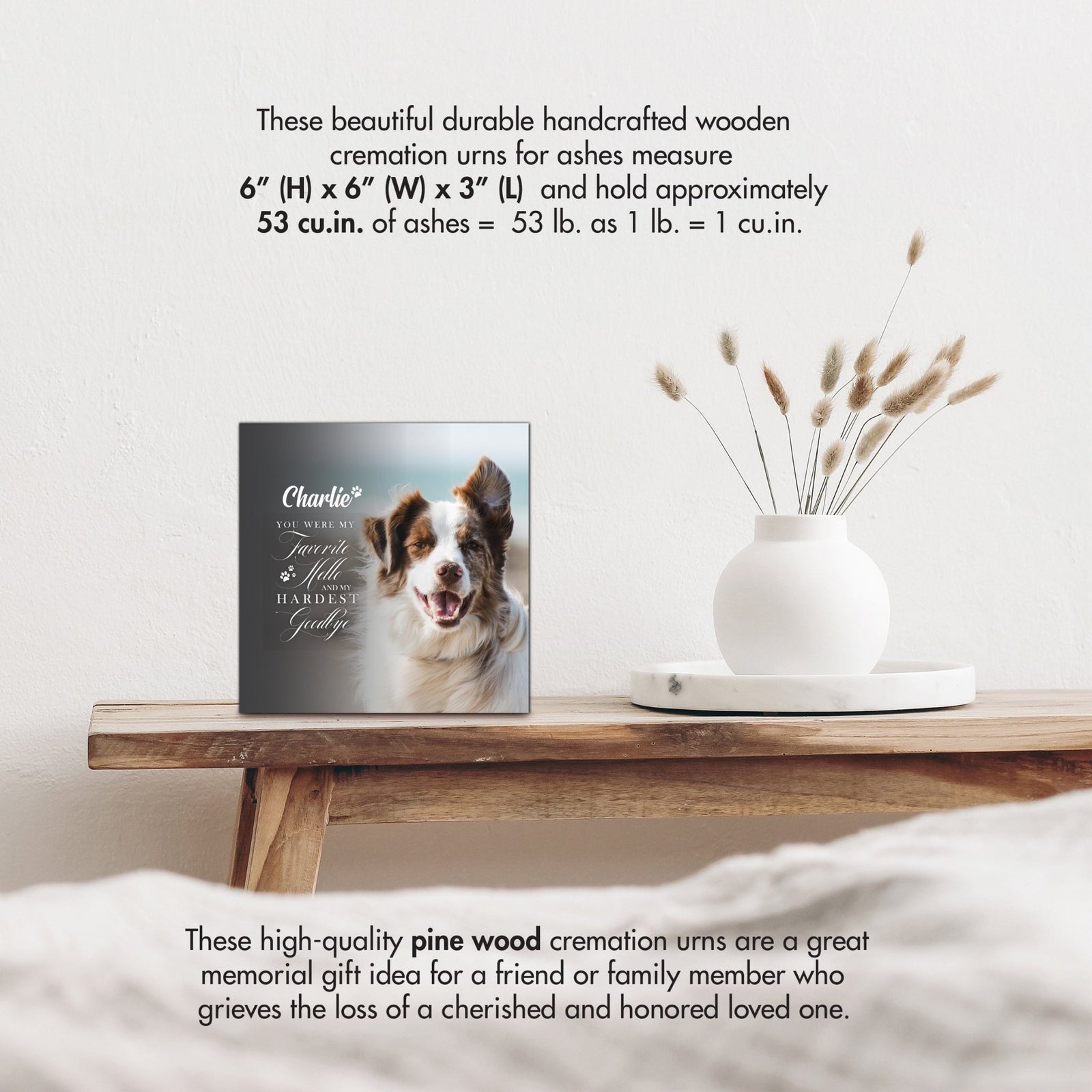 Pet Memorial Custom Photo Shadow Box Cremation Urn - You Were My Favorite Hello - LifeSong Milestones