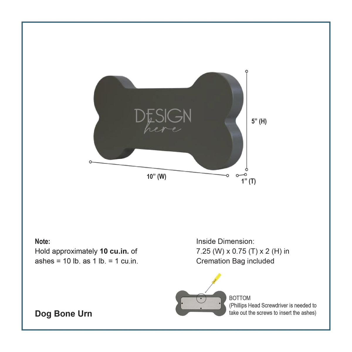Pet Memorial Dog Bone Cremation Urn For Dog - A Heart of Gold - LifeSong Milestones