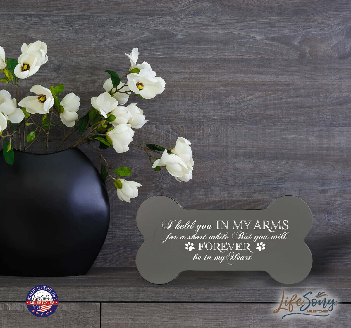 Pet Memorial Dog Bone Cremation Urn for Dog - I Held You In My Arms - LifeSong Milestones