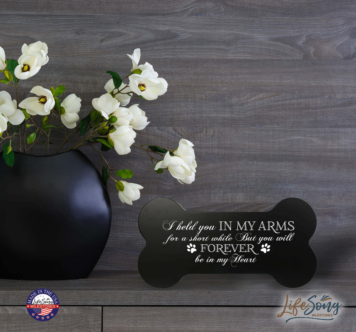 Pet Memorial Dog Bone Cremation Urn for Dog - I Held You In My Arms - LifeSong Milestones