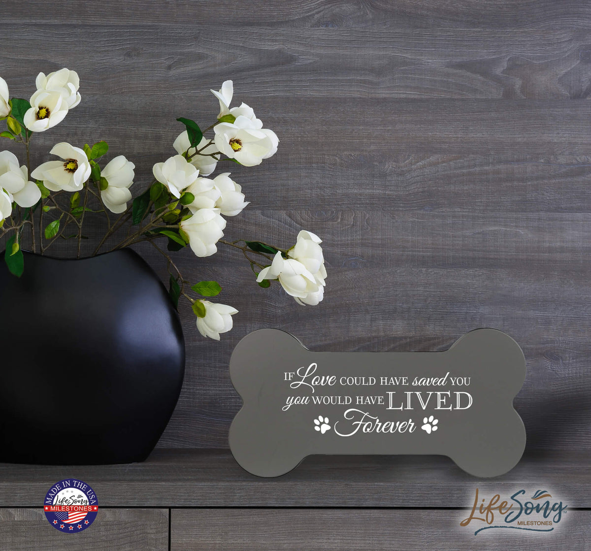 Pet Memorial Dog Bone Cremation Urn for Dog - If Love Could Have Saved You - LifeSong Milestones