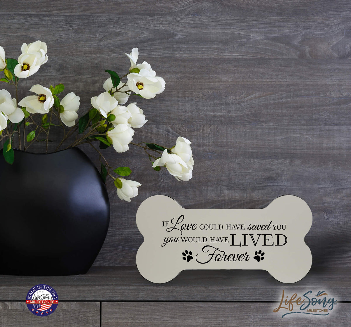 Pet Memorial Dog Bone Cremation Urn for Dog - If Love Could Have Saved You - LifeSong Milestones