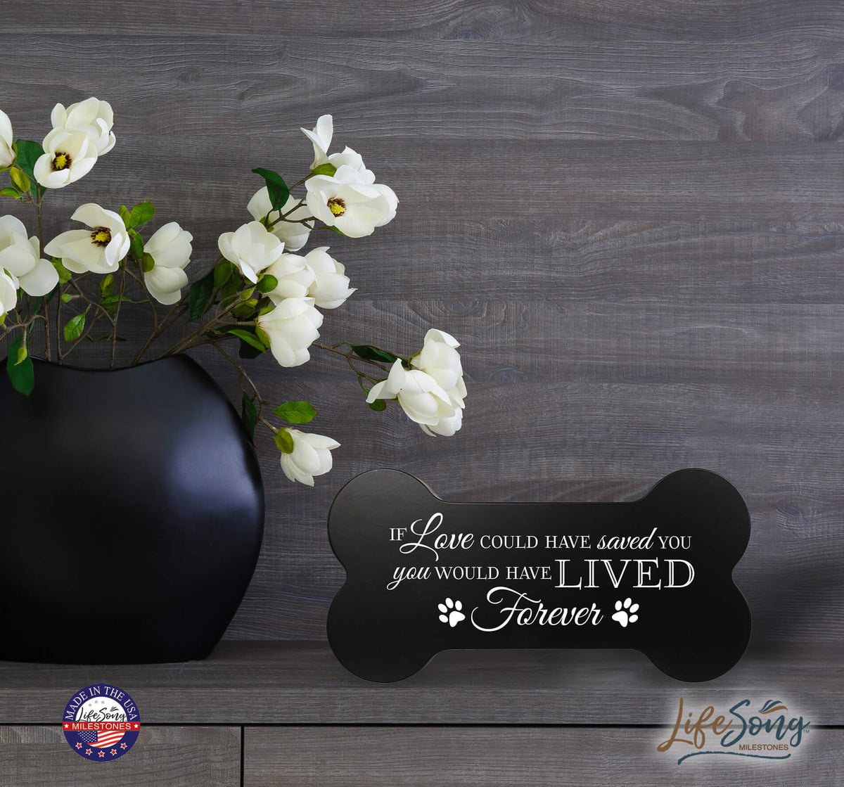 Pet Memorial Dog Bone Cremation Urn for Dog - If Love Could Have Saved You - LifeSong Milestones