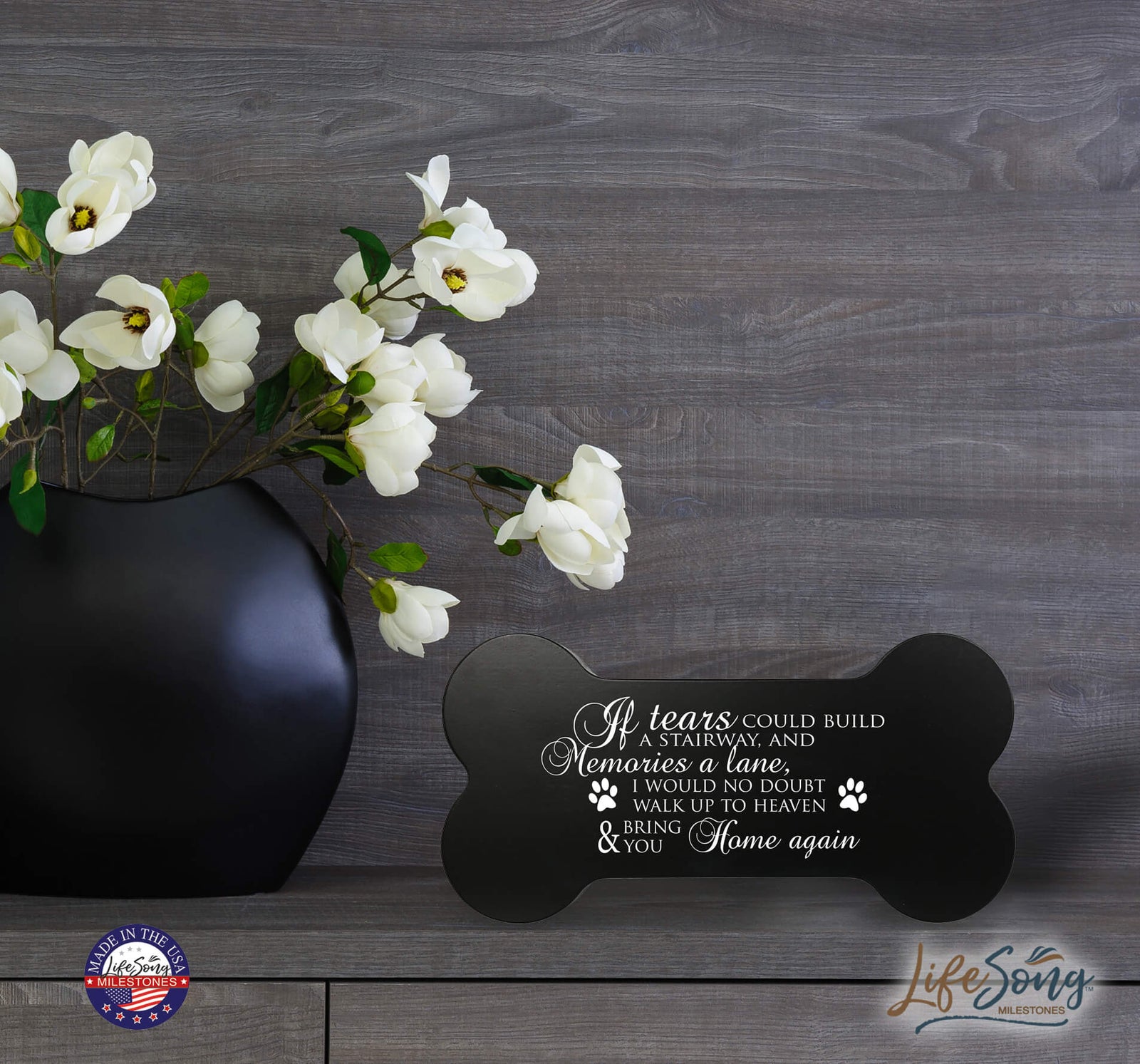Pet Memorial Dog Bone Cremation Urn for Dog - If Tears Could Build A Stairway - LifeSong Milestones