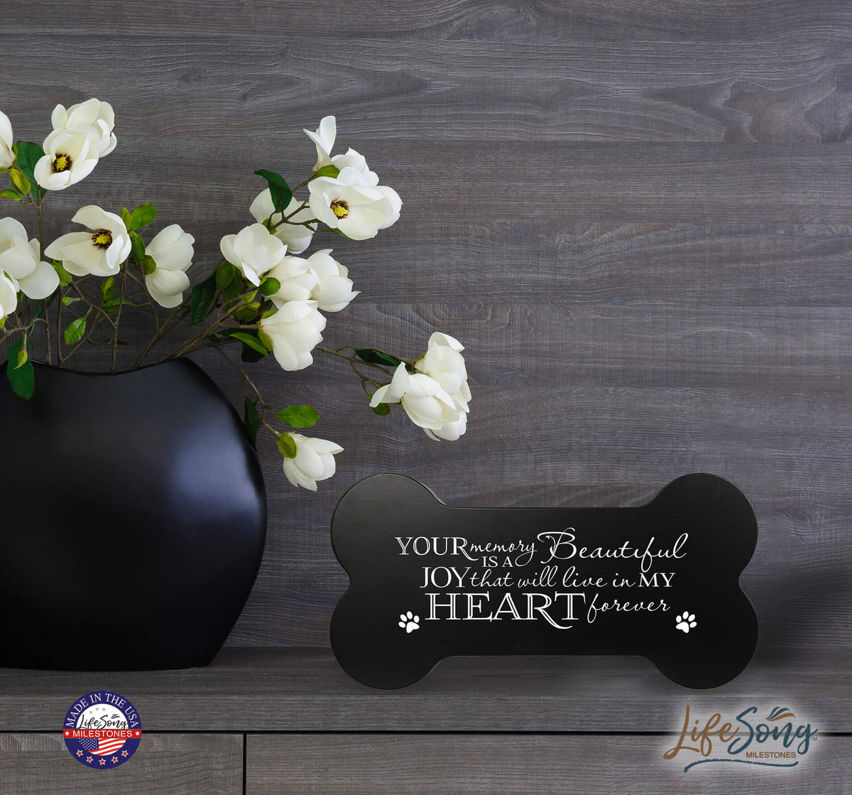 Pet Memorial Dog Bone Cremation Urn for Dog - Your Memory Is A Beautiful Joy - LifeSong Milestones