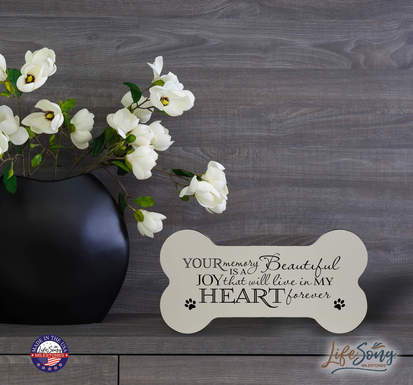 Pet Memorial Dog Bone Cremation Urn for Dog - Your Memory Is A Beautiful Joy - LifeSong Milestones